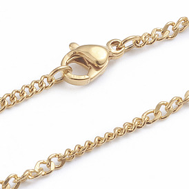 304 Stainless Steel Figaro Chain Necklaces, with Lobster Claw Clasps