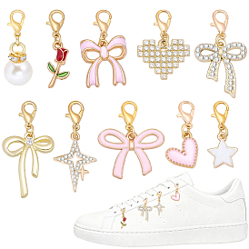 20 шт. 10 стили: подвески из сплава и стразов/эмали/пластика, Сплав с застежками когтя омара