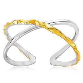 Два тона 925 кольцо из стерлингового серебра крест-накрест регулируемое открытое кольцо x обручальное обручальное кольцо-манжета кольцо обручальное кольцо для пальцев минималистские модные украшения для женщин