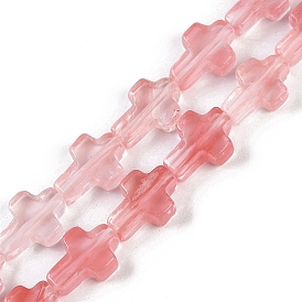 Cherry Quartz Glass Beads Strands, Cross