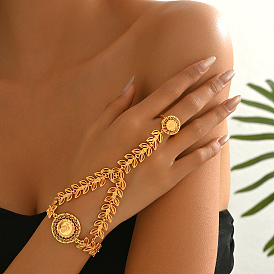 Элегантные ближневосточные латунные и сплавные браслеты-кольца для женщин, лист