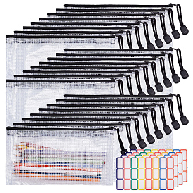 70Pcs Rectangle Transparent PVC File Pockets, for School Home Office Work, 4Sheets Paper Stickers