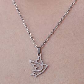 201 Stainless Steel Hollow Swallow Pendant Necklace