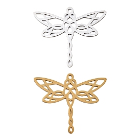 Filigree 304 Stainless Steel Pendants, Dragonfly Charms