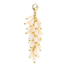 Natural Trochid Shell/Trochus Shell Big Pendants, Cluster Pendants, with Real 18K Gold Plated 304 Stainless Steel Lobster Claw Clasps and Brass Head Pins