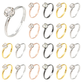 40шт. 4 цвета регулируемые кольца на палец из сплава со стразами для женщин