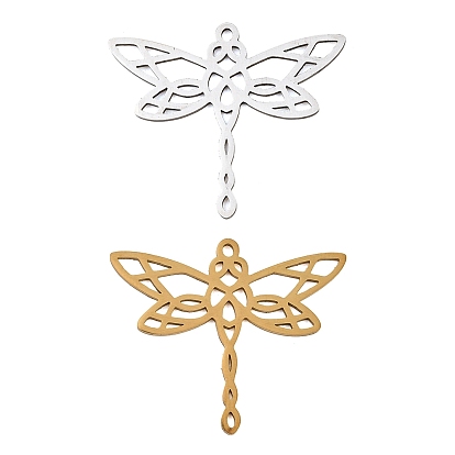Filigree 304 Stainless Steel Pendants, Dragonfly Charms