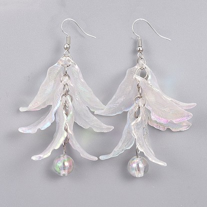 Eco-Friendly Transparent Acrylic Dangle Earrings, with Brass Earring Hooks