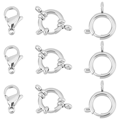 DIY Clasp Jewelry Making Kit, Including 304 Stainless Steel Lobster Claw Clasps & Spring Ring Clasps