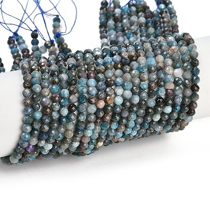 Natural Apatite Beads Strands, Faceted, Round
