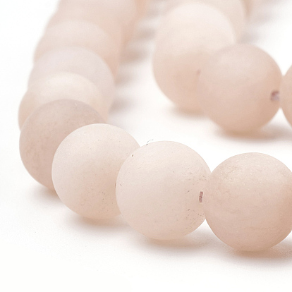 Natural White Jade Beads Strands, Frosted, Dyed, Imitation Sunstone, Round