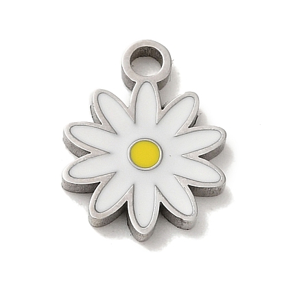 304 Stainless Steel Enamel Charms, Laser Cut, Flower Charm