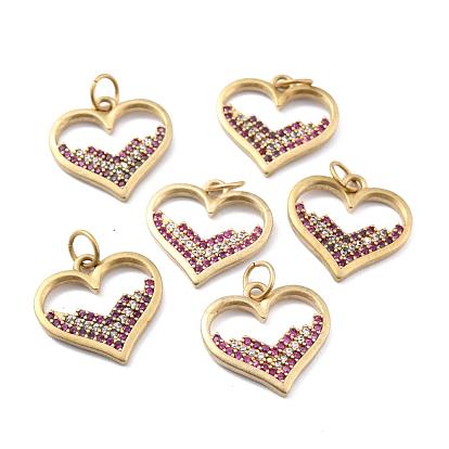 Pendentifs en laiton zircon cubique transparent, avec des anneaux de saut, cœur