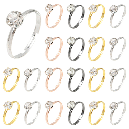 40шт. 4 цвета регулируемые кольца на палец из сплава со стразами для женщин
