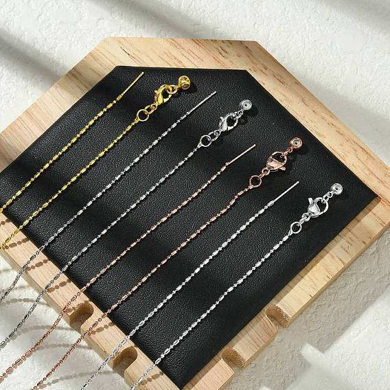 1мм стойка покрытие латунная цепочка со звеньями столба регулируемые слайдер ожерелья для женщин мужчин, без кадмия и без свинца, 901 застежка из нержавеющей стали, долговечный