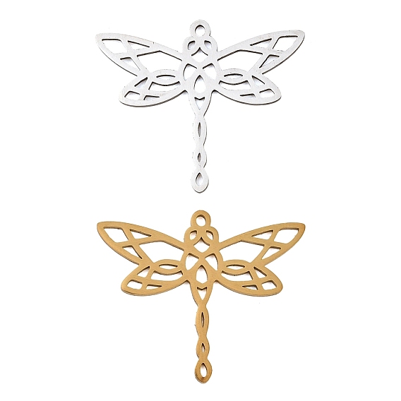 Filigree 304 Stainless Steel Pendants, Dragonfly Charms
