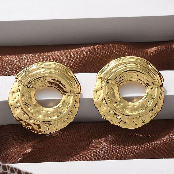 304 серьги-гвоздики из нержавеющей стали для женщин, ионное покрытие (ip), плоско-круглые