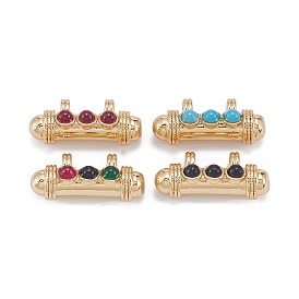 Латунь стекло кулоны, с двумя отверстия, реальный 18 k позолоченный, долговечный, без свинца, без никеля и без кадмия, колонка