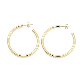 Rack Plating C-Shaped Brass Stud Earrings, Cadmium Free & Lead Free, Long-Lasting Plated