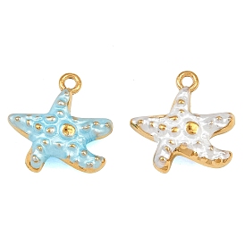 304 Bijoux émaillés en acier inoxydable, charmes d'étoiles de mer, placage ionique (ip), réel 18 k plaqué or