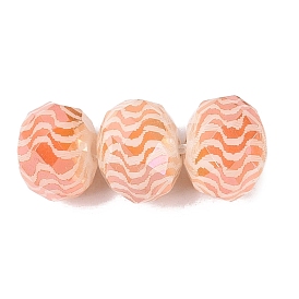 Electroplate Glass Beads, Rondelle with Pattern, Faceted