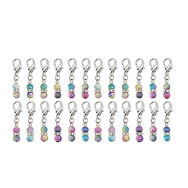 24pcs décorations pendentifs rondes en acrylique et strass en fer, avec alliage homard fermoirs pince