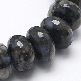 Natural Grey Opal Beads Strands, Faceted, Rondelle, Hole: 1mm