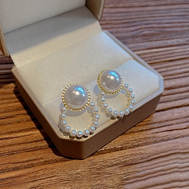Pearl Stud Earrings, 925 Silver Silver Pin Earrings for Women