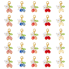 25 шт 5 цвета роза бабочка смола подвеска украшение, Застежки-когти из сплава омара, подвески для украшений сумок