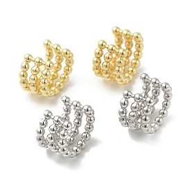 Rack Plating Brass Triple Lines Cuff Earrings, Cadmium Free & Lead Free