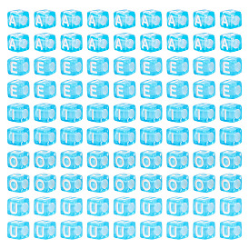 100 шт 5 цвета прозрачные акриловые бусины, куб с письмом