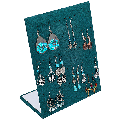 Présentoirs de boucles d'oreilles en velours pour présentoir à bijoux, rectangle