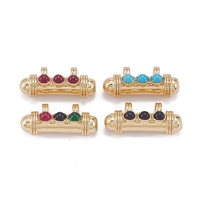 Латунь стекло кулоны, с двумя отверстия, реальный 18 k позолоченный, долговечный, без свинца, без никеля и без кадмия, колонка