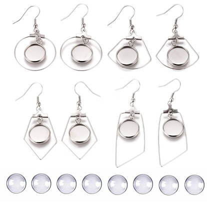 DIY Earring Making, with Stainless Steel Dangle Earrings, Cabochon Settings, Glass Cabochons