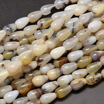 Teardrop Natural Dendritic Agate Bead Strands