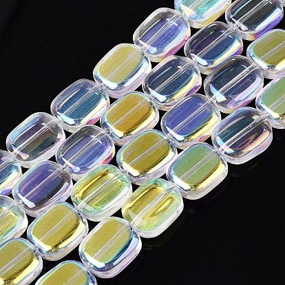 Electroplate Transparent Glass Beads Strands, Rectangle, AB Color Plated
