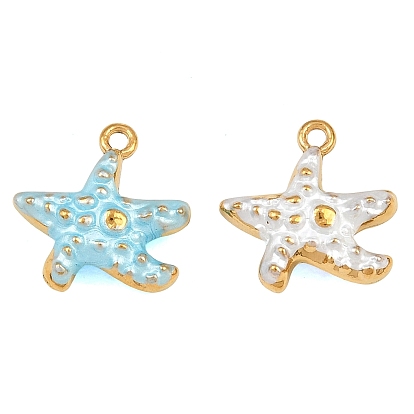 304 Bijoux émaillés en acier inoxydable, charmes d'étoiles de mer, placage ionique (ip), réel 18 k plaqué or