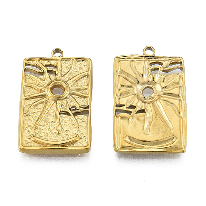 304 подвески из нержавеющей стали, прямоугольник с солнцем