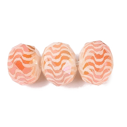 Electroplate Glass Beads, Rondelle with Pattern, Faceted