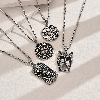 Панк 201 ожерелья с подвесками из нержавеющей стали, цвет нержавеющей стали