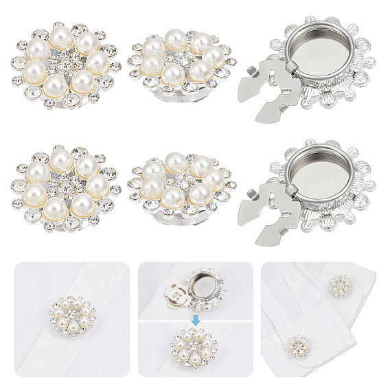 Запонки из цветочного сплава со стразами, с латунной базы