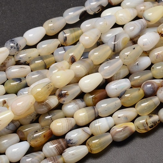 Teardrop Natural Dendritic Agate Bead Strands