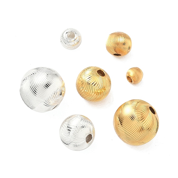 Латунные бусины, текстурированная круглая, стойки покрытие, долговечный, без кадмия и без свинца