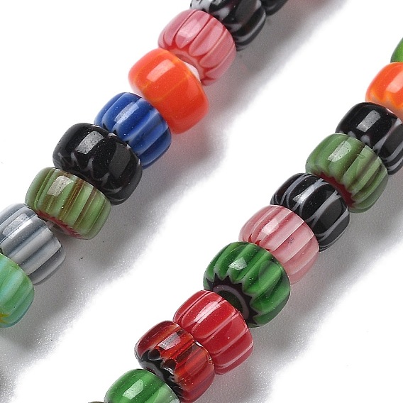 Handmade millefiori lampwork beads strands, плоско-круглые