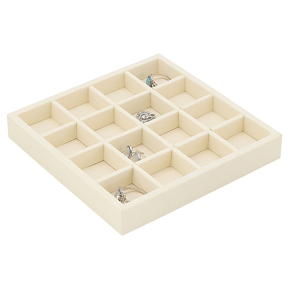 16-образные лотки для ювелирных изделий из микрофибры, органайзер для украшений, держатель для сережек, колец, ожерелий, квадратный