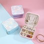 Printed PU Imitation Leather Jewelry Storage Zipper Boxes, for Necklaces Bracelets Earrings Rings, Square
