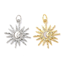 Натуральный белый оболочки подвески, латунные солнечные подвески с соединительными кольцами