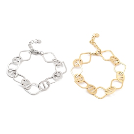 304 Stainless Steel Oval & Rhombus Link Chain Bracelets for Women