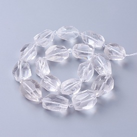 Natural Quartz Crystal Beads Strands, Rock Crystal, Faceted, Polygon
