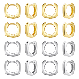 8Pcs 2 Colors Alloy Square Hoop Earrings
